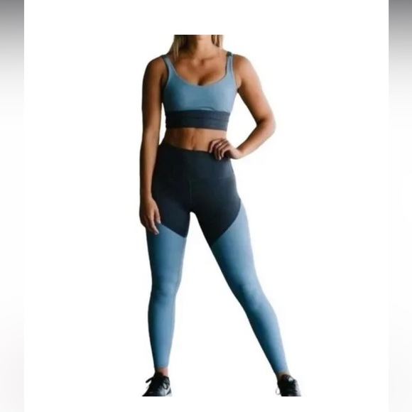 Zyia Active Storm Parallel Luxe Ruched Two Tone‎ Yoga Women’s Leggings 8-10 - Picture 1 of 7